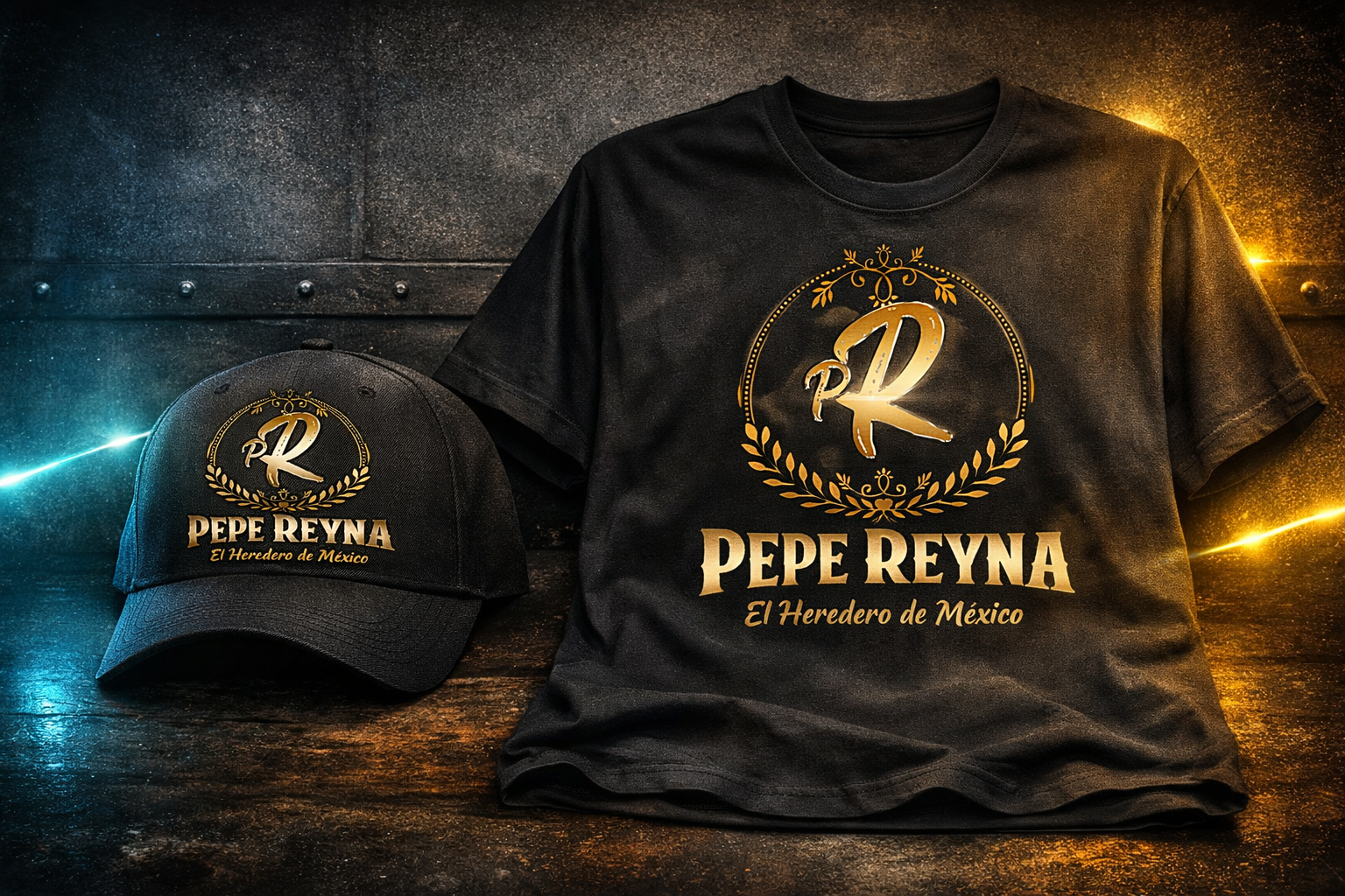 Mockup de playera y merch oficial de Pepe Reyna