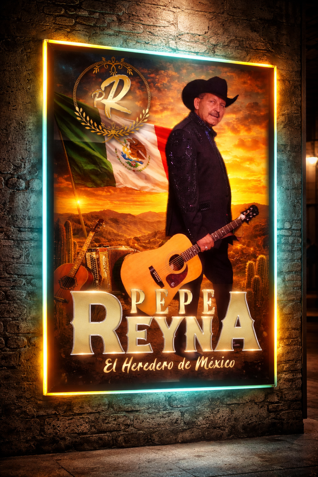 Mockup de póster en pared para Pepe Reyna