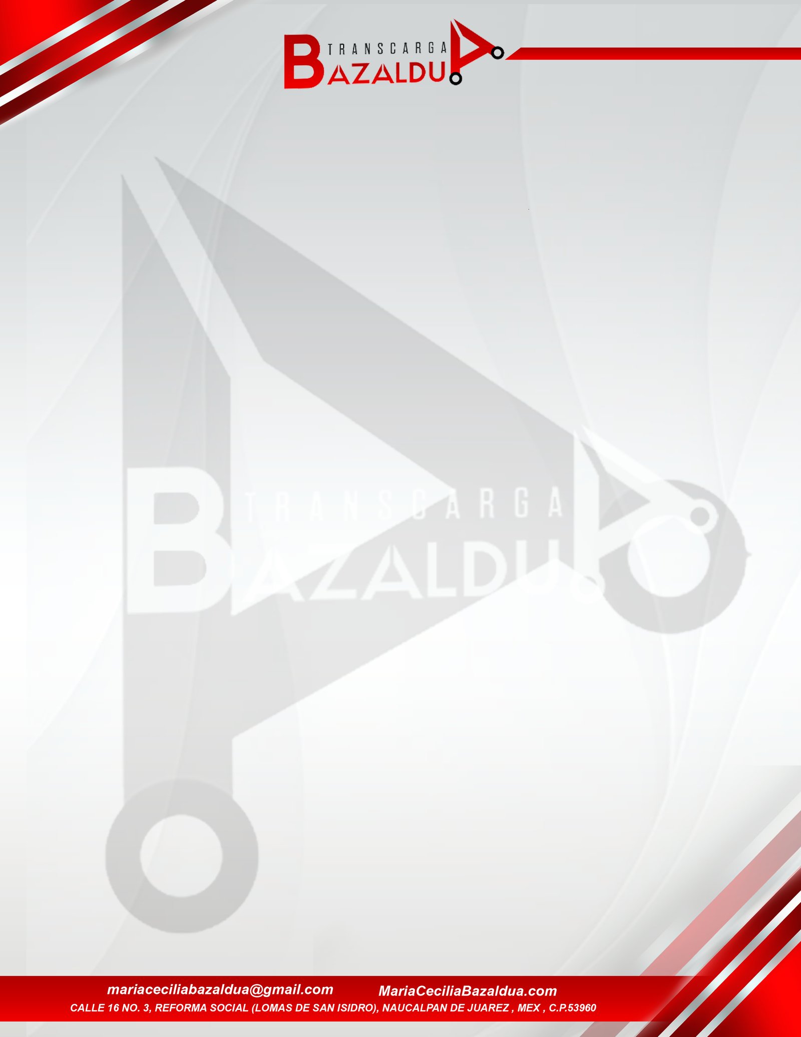 Hoja membretada Transcarga Bazaldua